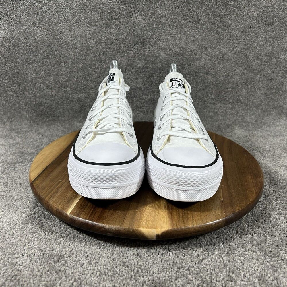 Converse Chuck Taylor All Star Lift Women’s Sz 9 White Canvas Low Platform Shoes - Picture 3 of 11